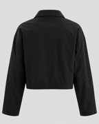 Slouchy Cropped Jakke til Damer - Koksgrå Sort, Ståkrave, Brystlommer