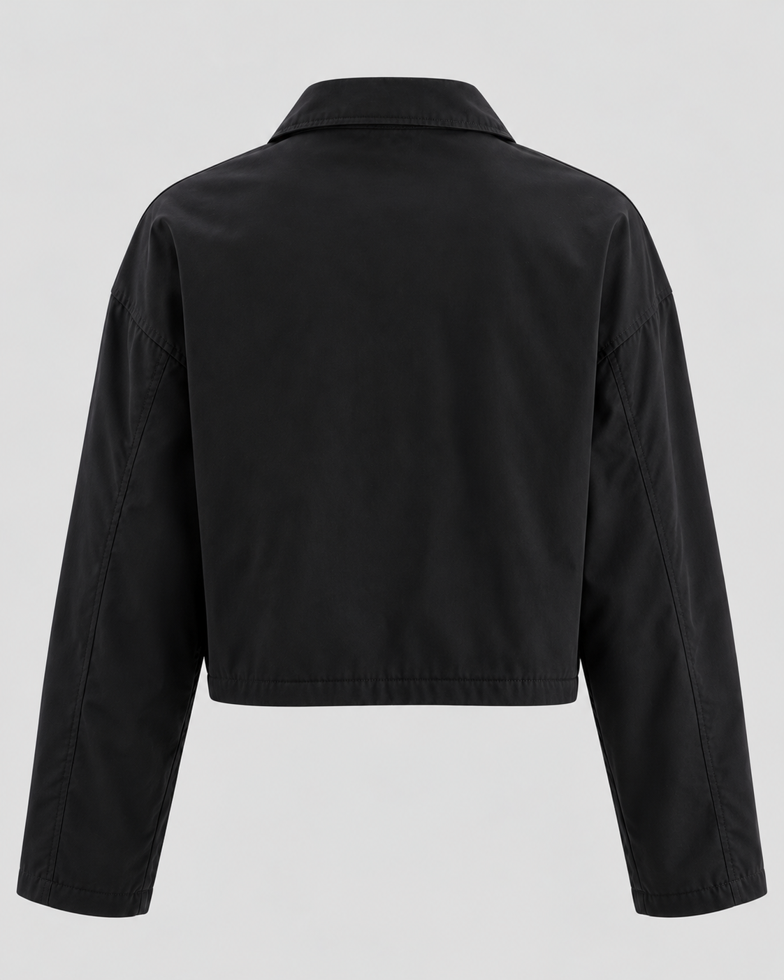 Slouchy Cropped Jakke til Damer - Koksgrå Sort, Ståkrave, Brystlommer