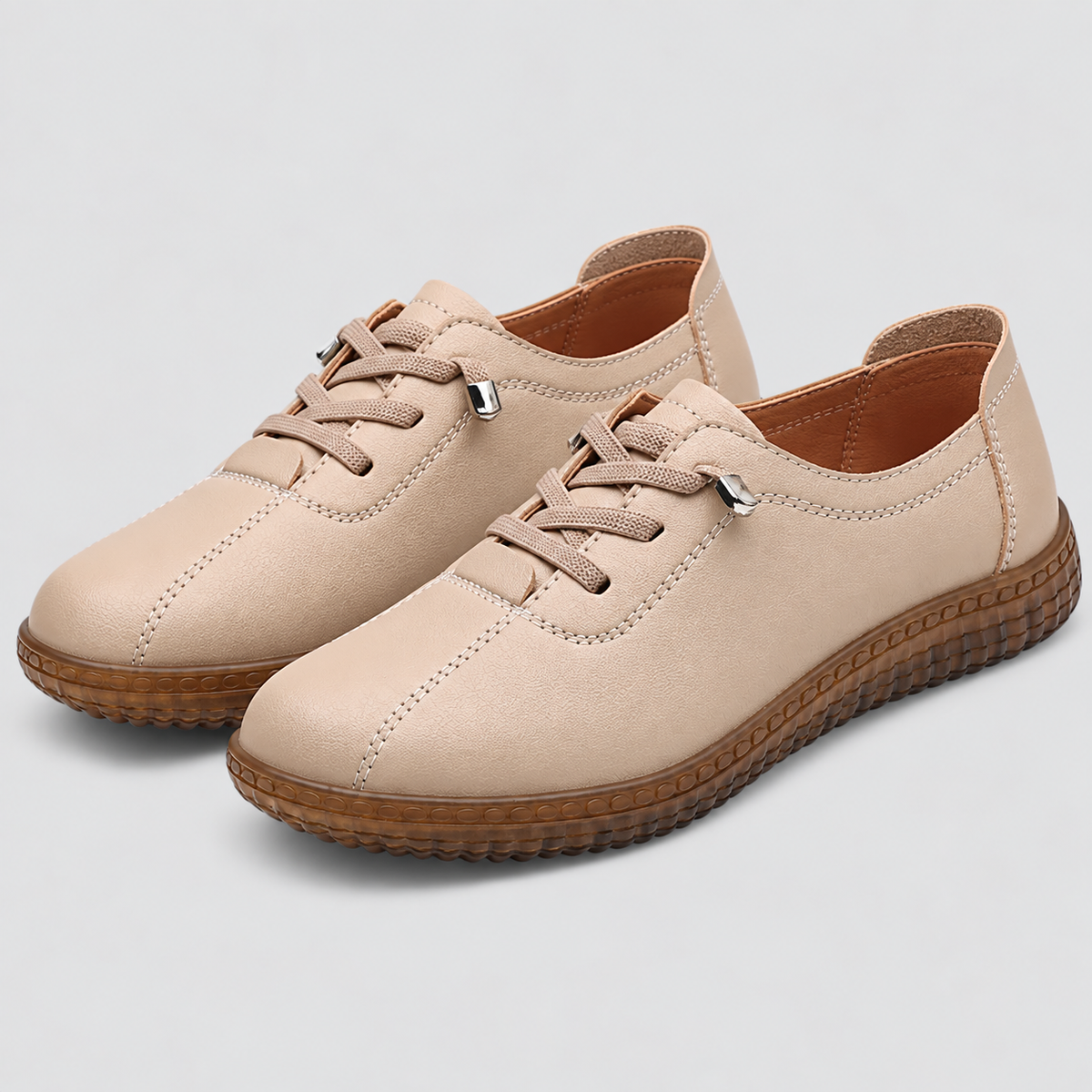 PU Snøresko til Damer - Minimalistiske Sneakers med Fleksibel Sål