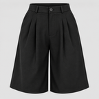 Høj Talje Shorts med Brede Ben til Damer - Plisseret, Skræddersyet