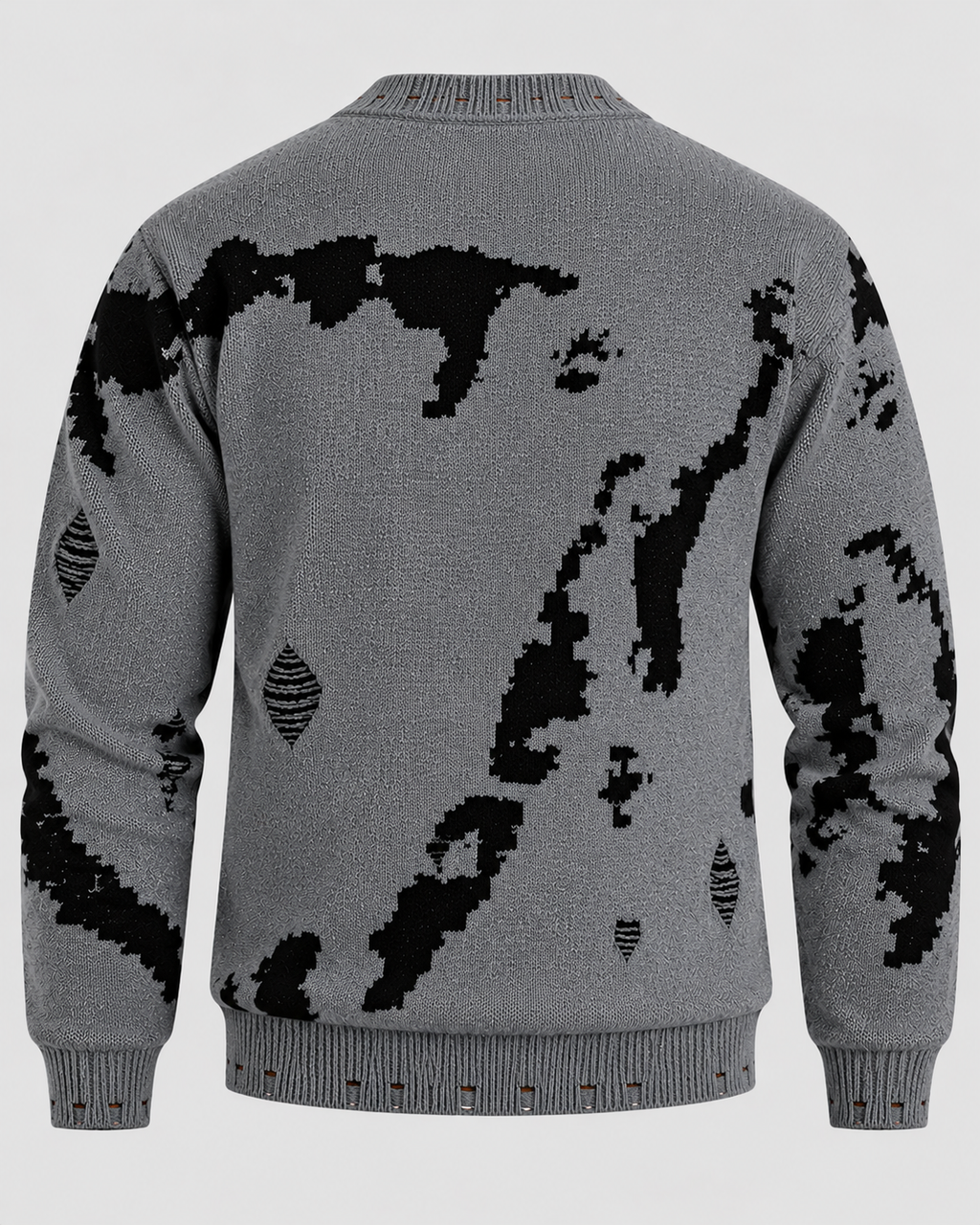 Strikket Sweater til Herrer - Abstrakt Stribeprint, Rund Hals