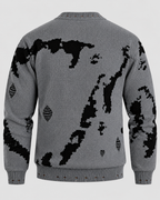 Strikket Sweater til Herrer - Abstrakt Stribeprint, Rund Hals