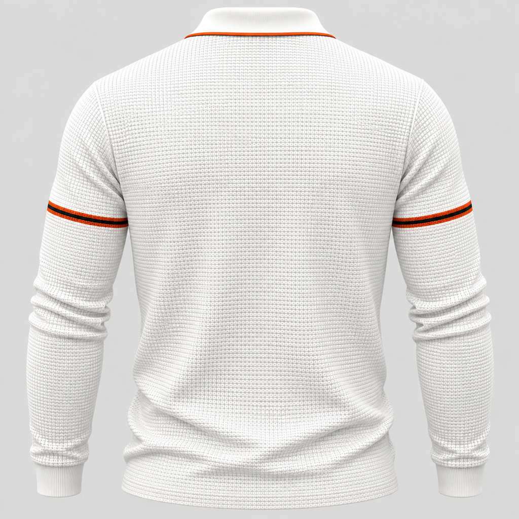 Herre Polosweater med Geometrisk Print - Treknaps Placket