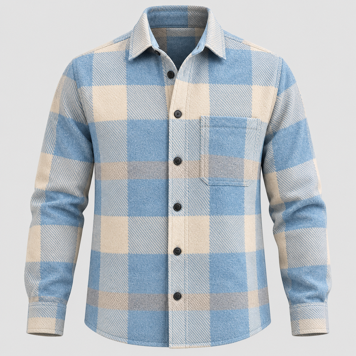 Flannelskjorte til Herrer - Tern, Knaplukning, Brystlomme