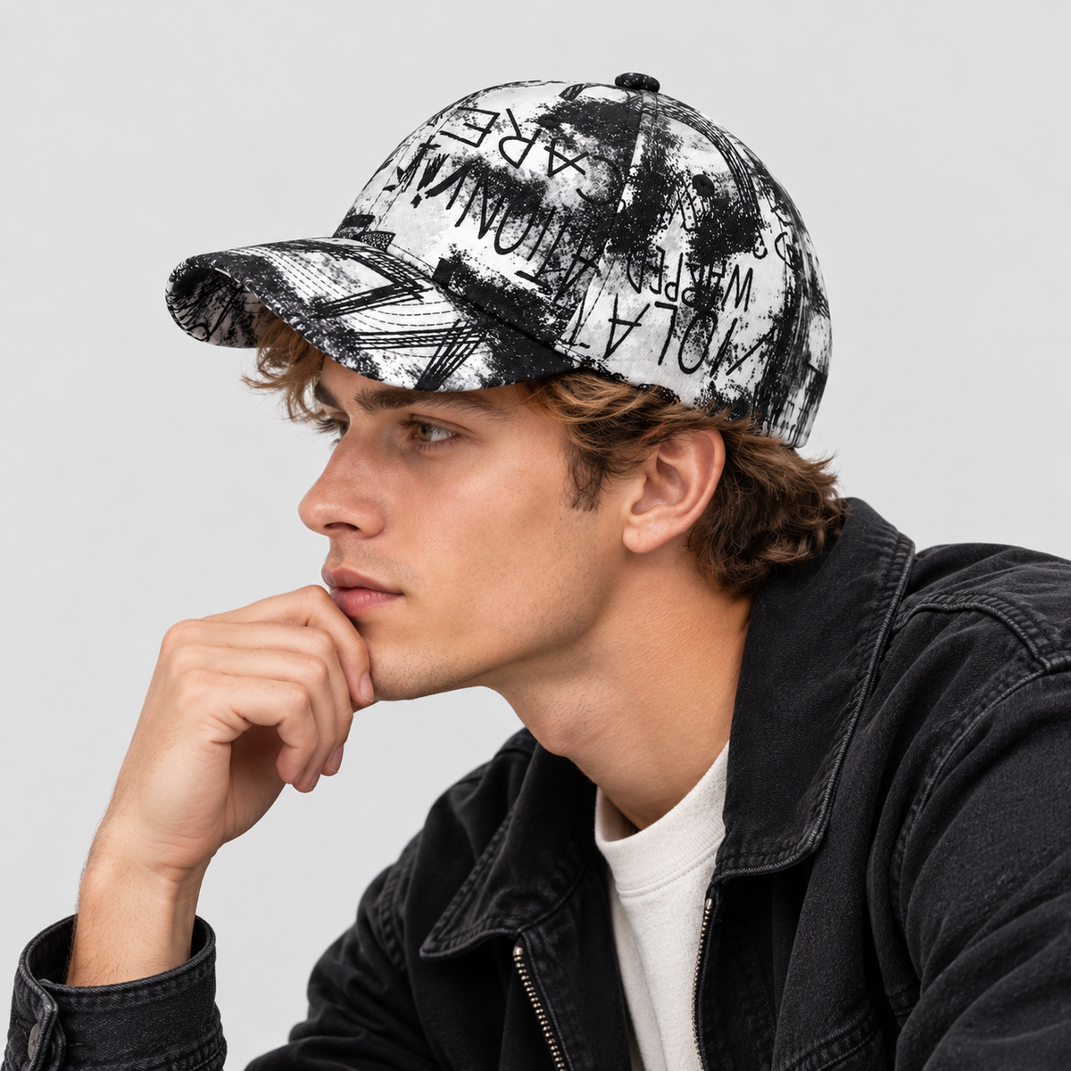 Snapback Kasket med Graffitiprint - Justerbar Kasket i Bomuld