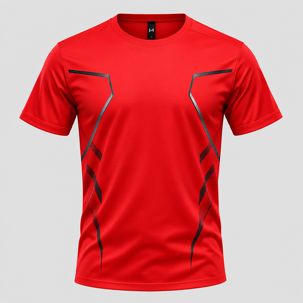 Herre Sports T-shirt – Kontrast Piping Rundhals