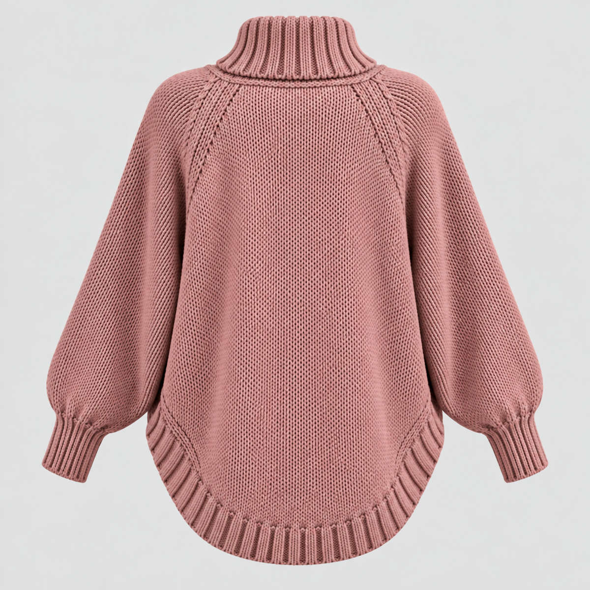 Chunky Strikket Sweater til Damer - Oversized Kabelstrik med Rullekrave