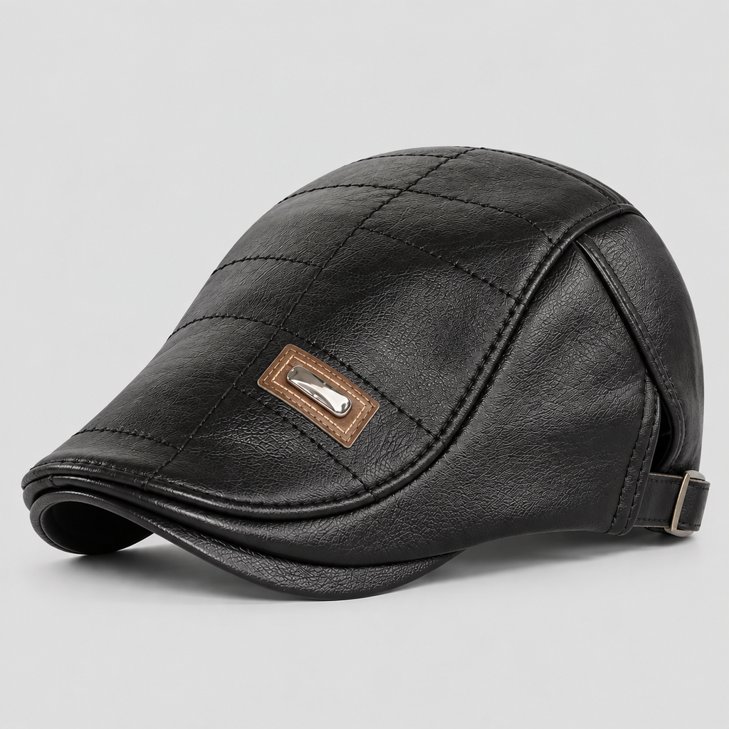 Herre Læder Flatcap – Retro Struktureret Kørekasket