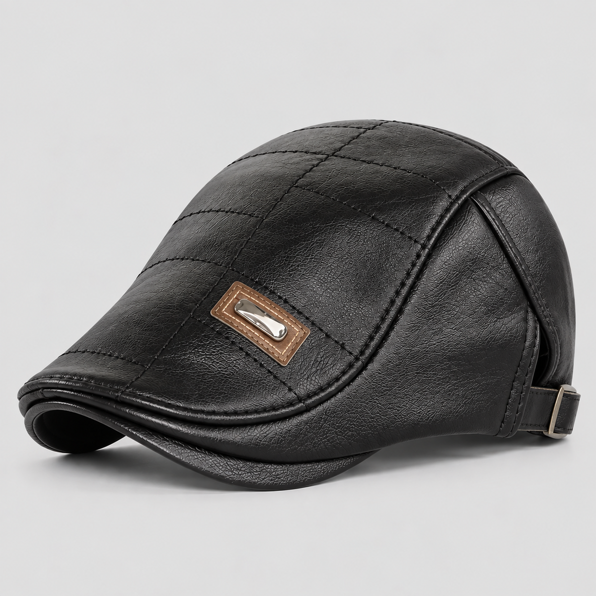 Herre Læder Flatcap – Retro Struktureret Kørekasket