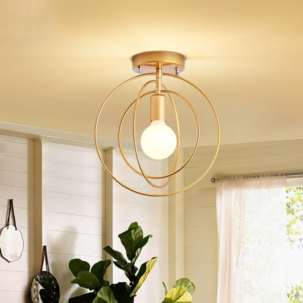 AetherLight Væglampe – Metal med Guld Finish, 24" Diameter
