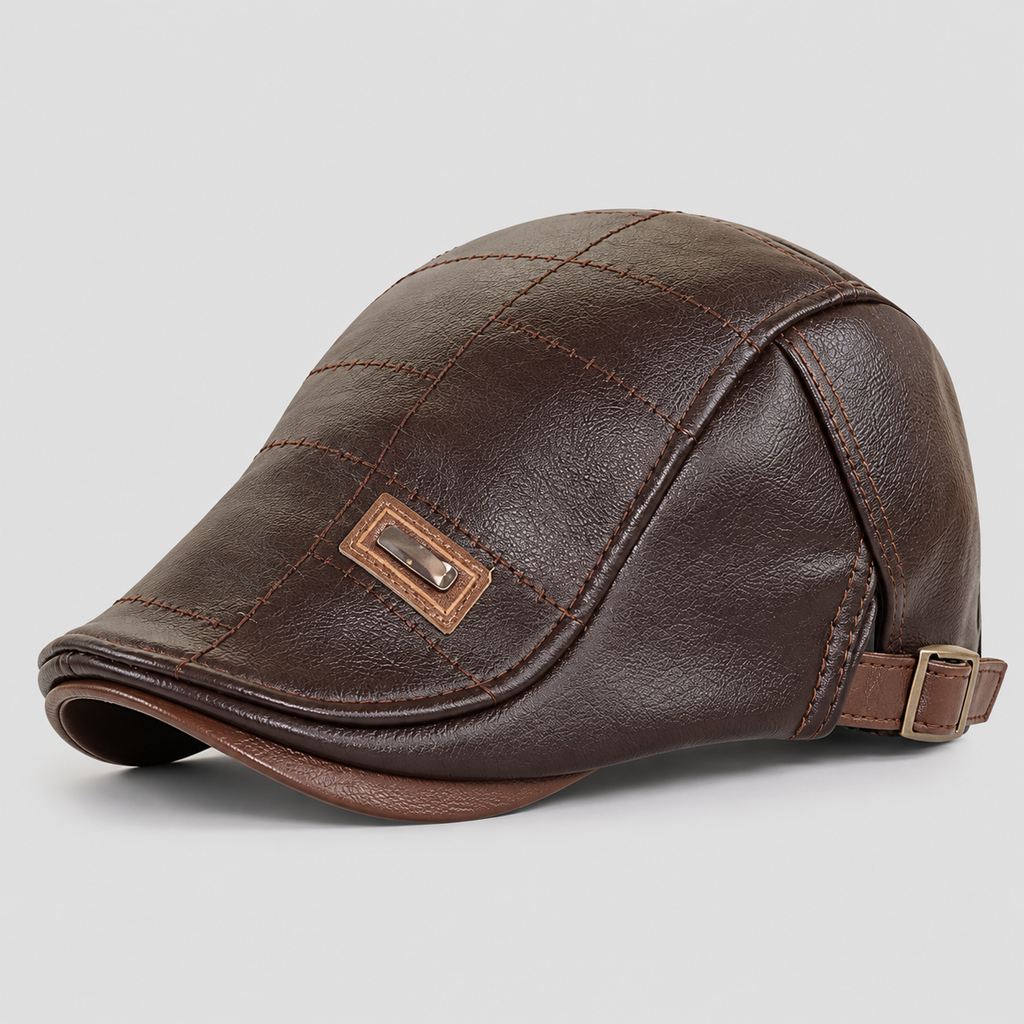 Herre Læder Flatcap – Retro Struktureret Kørekasket
