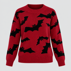 Trøje med Flagermusprint til Halloween - Jacquardstrikket Pullover