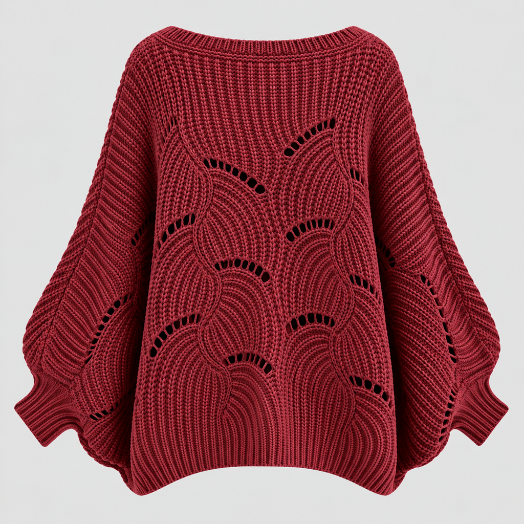 Sweater med Flagermusærmer til Damer - Cropped Kabelstrik