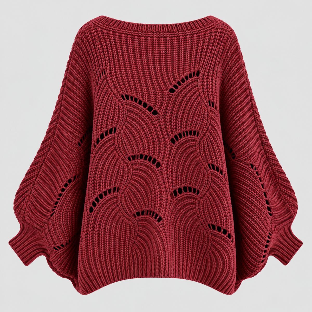 Sweater med Flagermusærmer til Damer - Cropped Kabelstrik