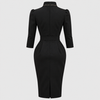 Bodycon-Kjole til Damer - V-Hals med Bæltet Høj Talje