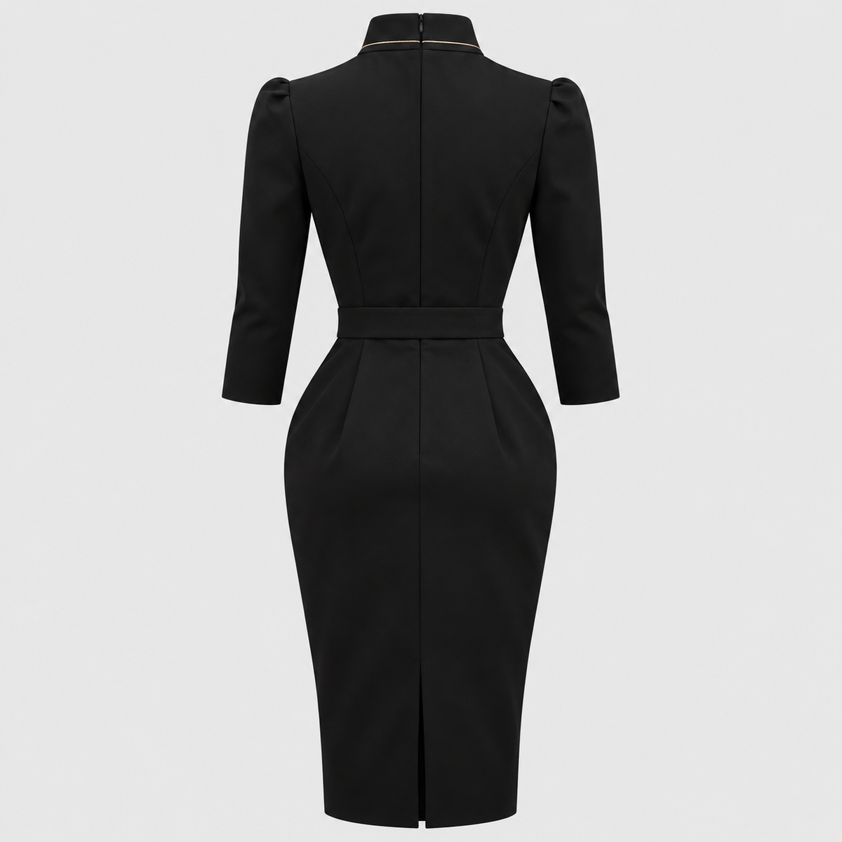 Bodycon-Kjole til Damer - V-Hals med Bæltet Høj Talje