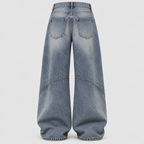 Ekstra Vide Jeans – Ribbet Talje Distressed Denim