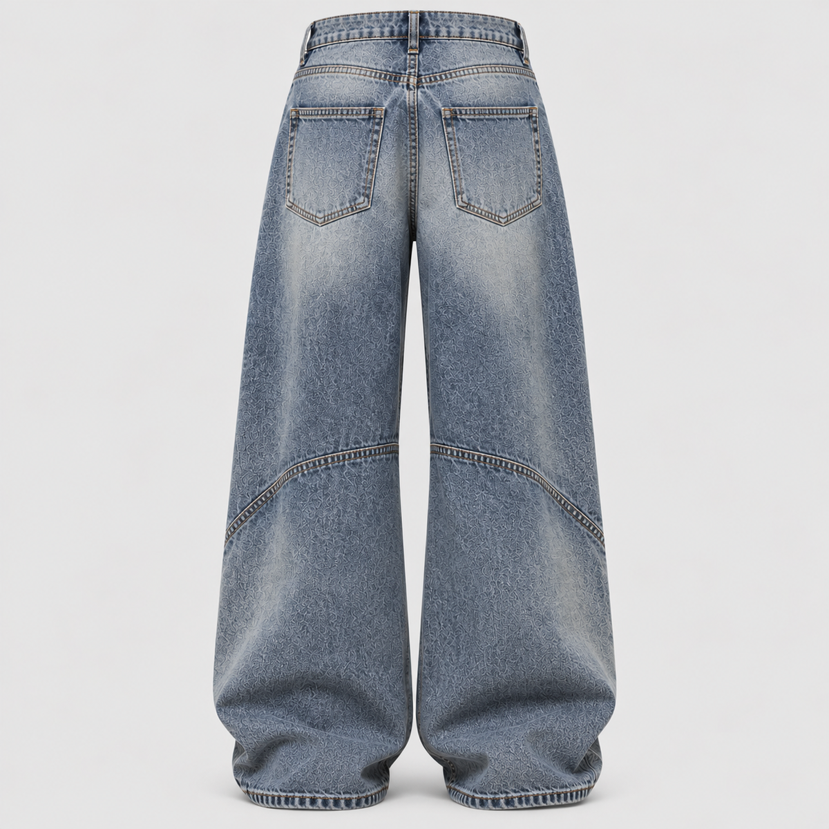 Ekstra Vide Jeans – Ribbet Talje Distressed Denim