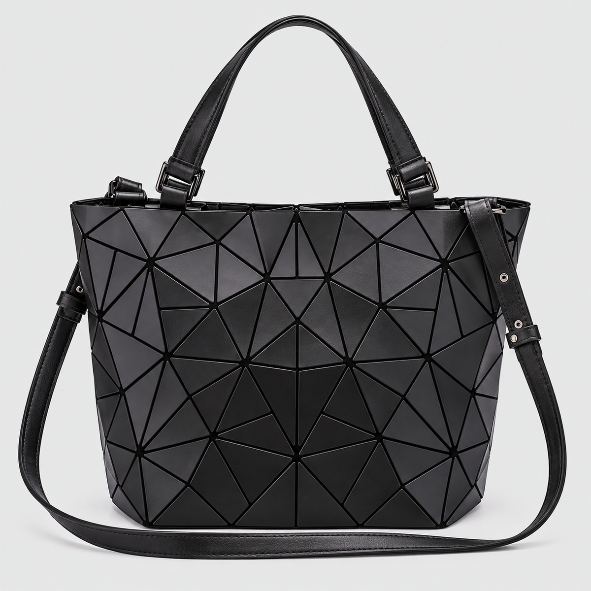 Struktureret Tote-Taske med Geometrisk Mønster - Facetteret Design
