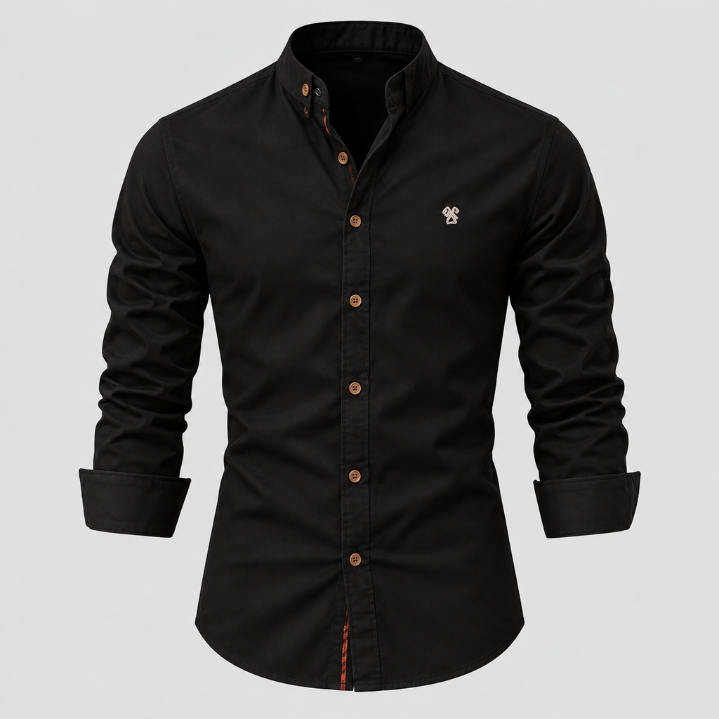 Herre Slim Fit Standkraveskjorte – Grandad Krave Knapskjorte