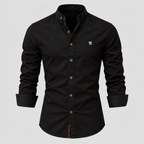 Herre Slim Fit Standkraveskjorte – Grandad Krave Knapskjorte
