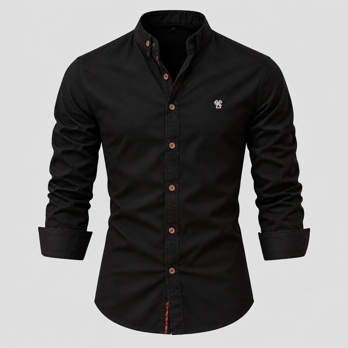 Herre Slim Fit Standkraveskjorte – Grandad Krave Knapskjorte