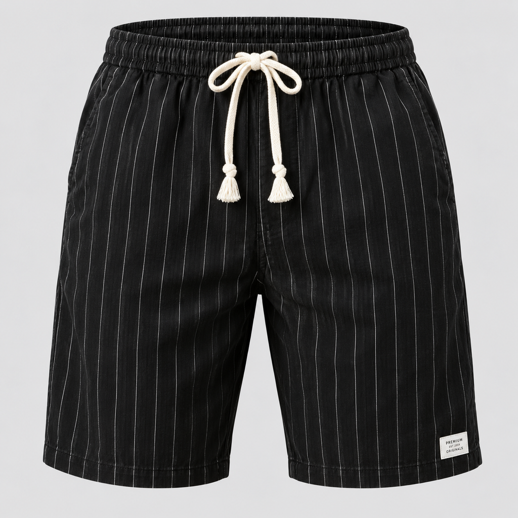 Herre Nålestribede Shorts – Elastisk Talje med Snor