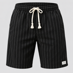 Herre Nålestribede Shorts – Elastisk Talje med Snor