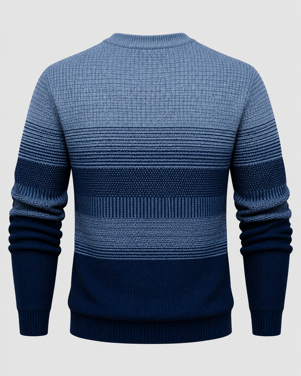 Uldsweater med Gradueringsstriber til Herrer - Rund Hals, Ribbet Kant