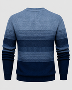 Uldsweater med Gradueringsstriber til Herrer - Rund Hals, Ribbet Kant