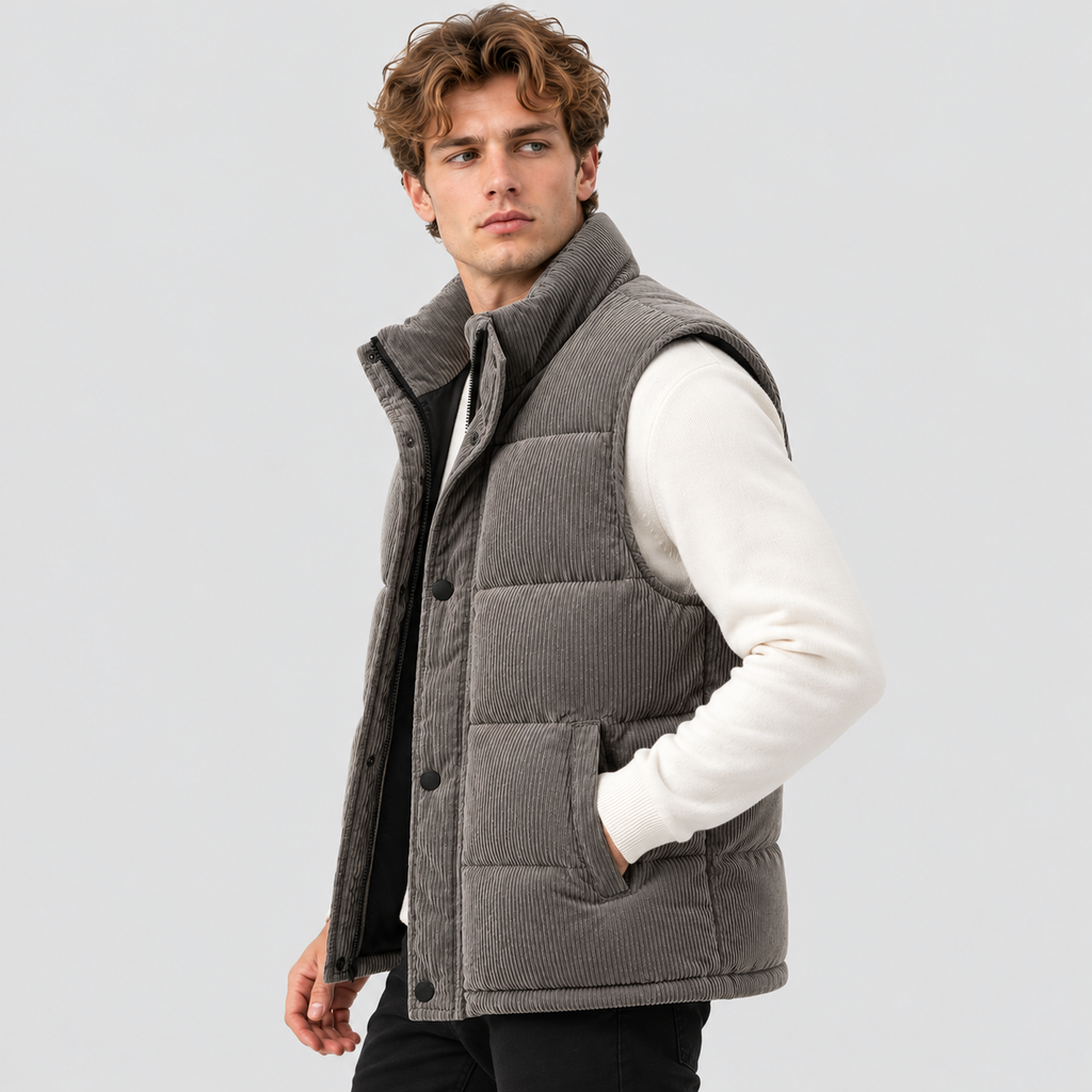 Fløjlsvest til Herrer - Quiltet, Ærmeløs