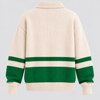 Stribet Sweater med Kort Lynlås til Damer - Colorblock Strik