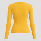 Ribstrikket Sweater med Knaplukning til Damer - Strækstrik