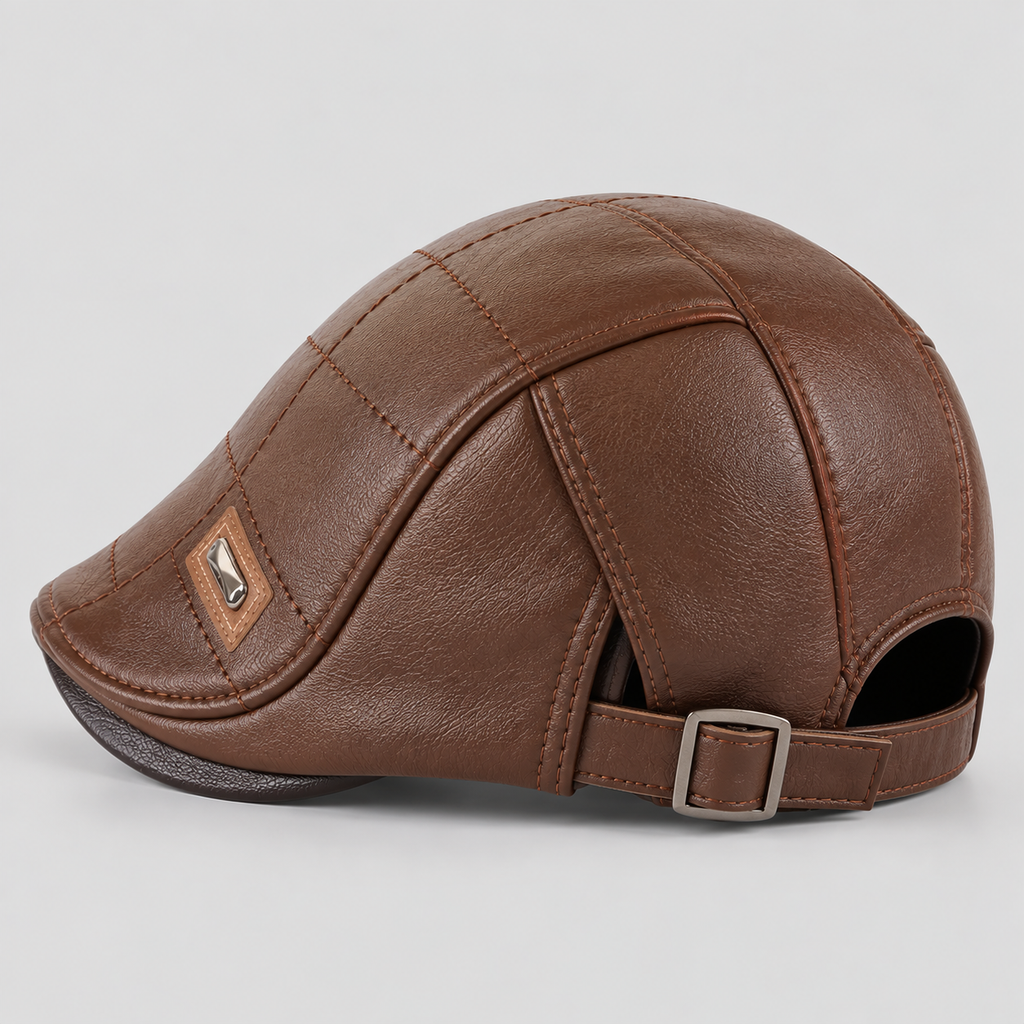 Herre Læder Flatcap – Retro Struktureret Kørekasket