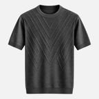 Herre Textureret Crew Neck T-Shirt – Chevronmønster Kort Ærme
