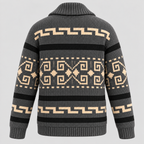 Aztec-mønstret Cardigan - Åben Front Strikket Sweater