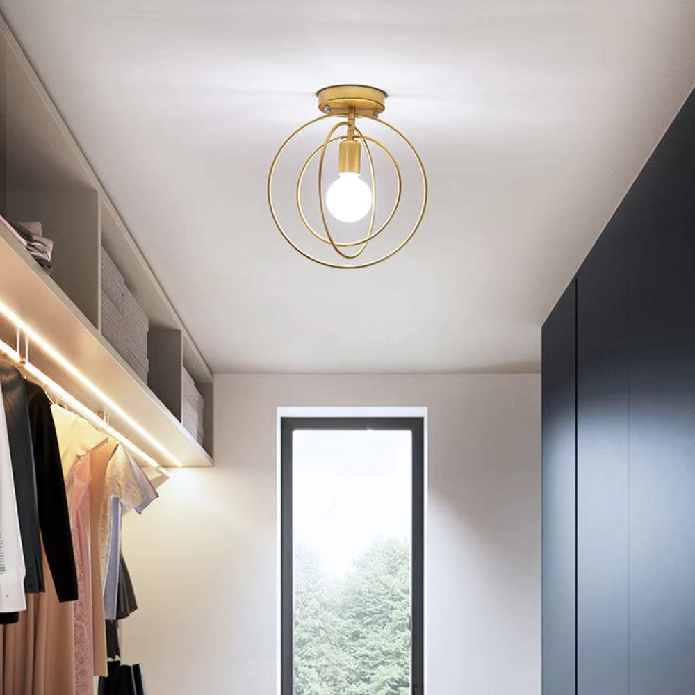 AetherLight Væglampe – Metal med Guld Finish, 24" Diameter