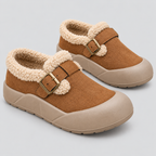 Fleeceforede Slip-On Sko til Damer - Ruskindslook, Spændestrop