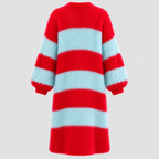 Stribet Cardigan til Damer - Åben Front, Lang Model