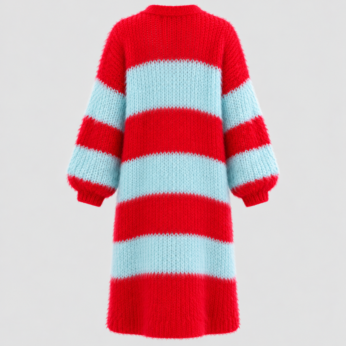 Stribet Cardigan til Damer - Åben Front, Lang Model