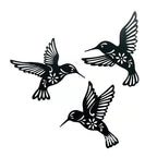 3-delt Metal Kolibri Vægkunst i Sort – Dekoration til Stue og Hjem