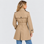Dobbeltradet Trenchcoat - Bæltet Talje, Revers