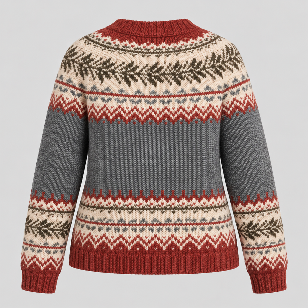 Fair Isle Cardigan til Damer - Knaplukning, Mønstret Bærestykke