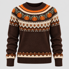 Græskar-Jacquard Sweater til Damer - Fair Isle Halloween-Strik