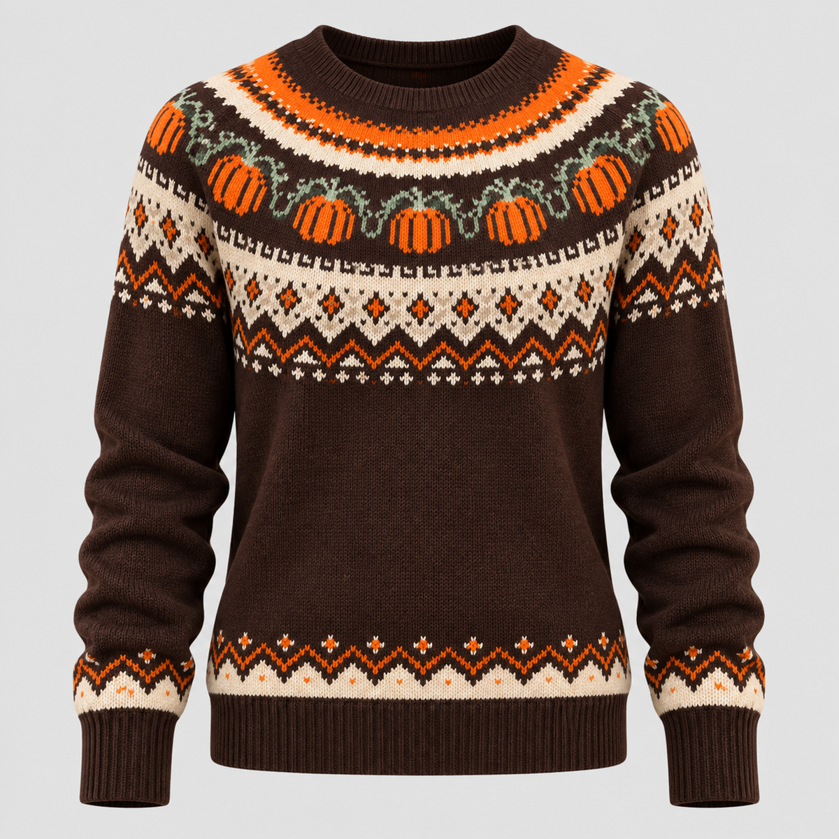 Græskar-Jacquard Sweater til Damer - Fair Isle Halloween-Strik