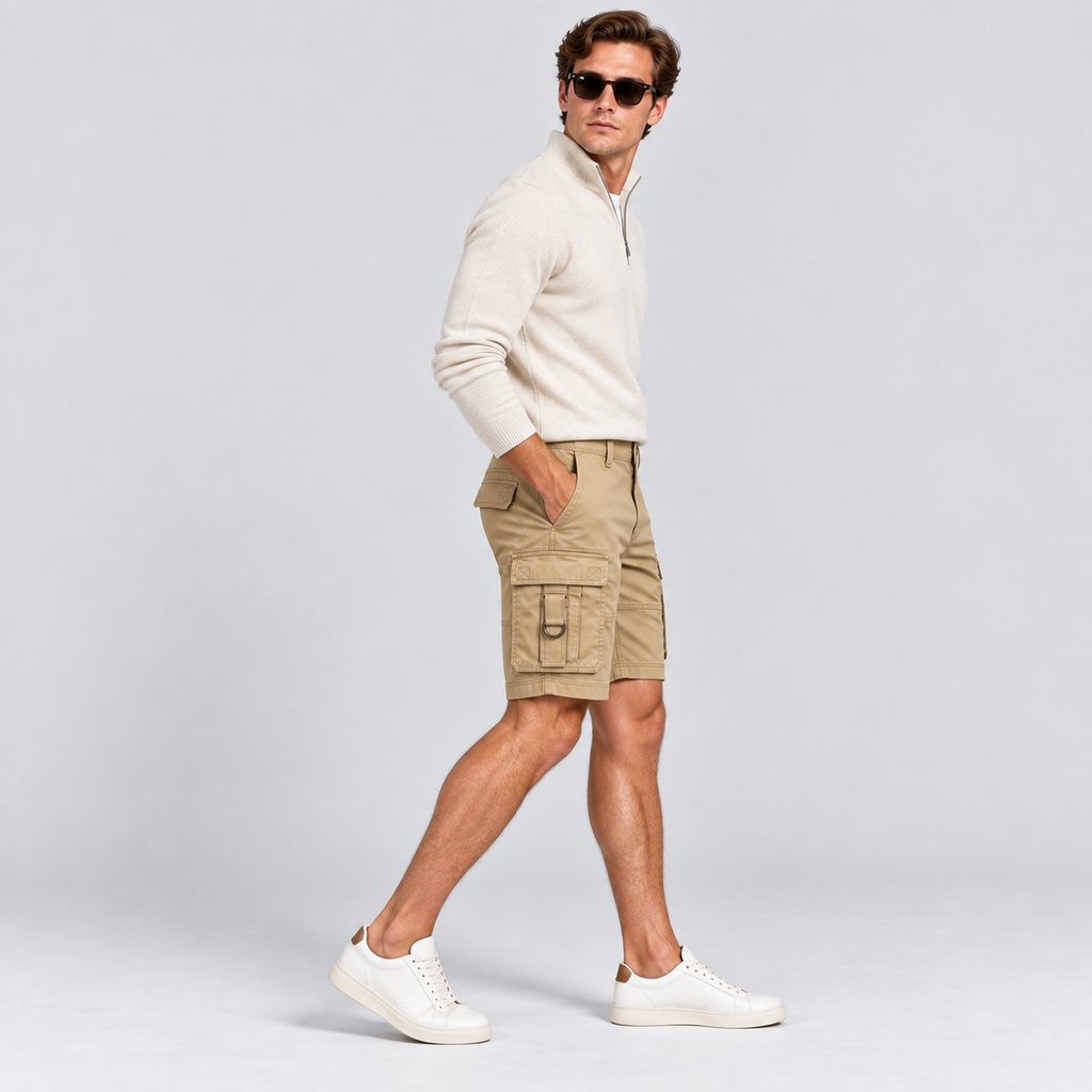 Herre Cargoshorts – Afslappet Pasform Bomuld Multi-lomme