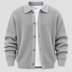 Cardigan med Knaplukning til Herrer - Ribstrik, Regular Fit