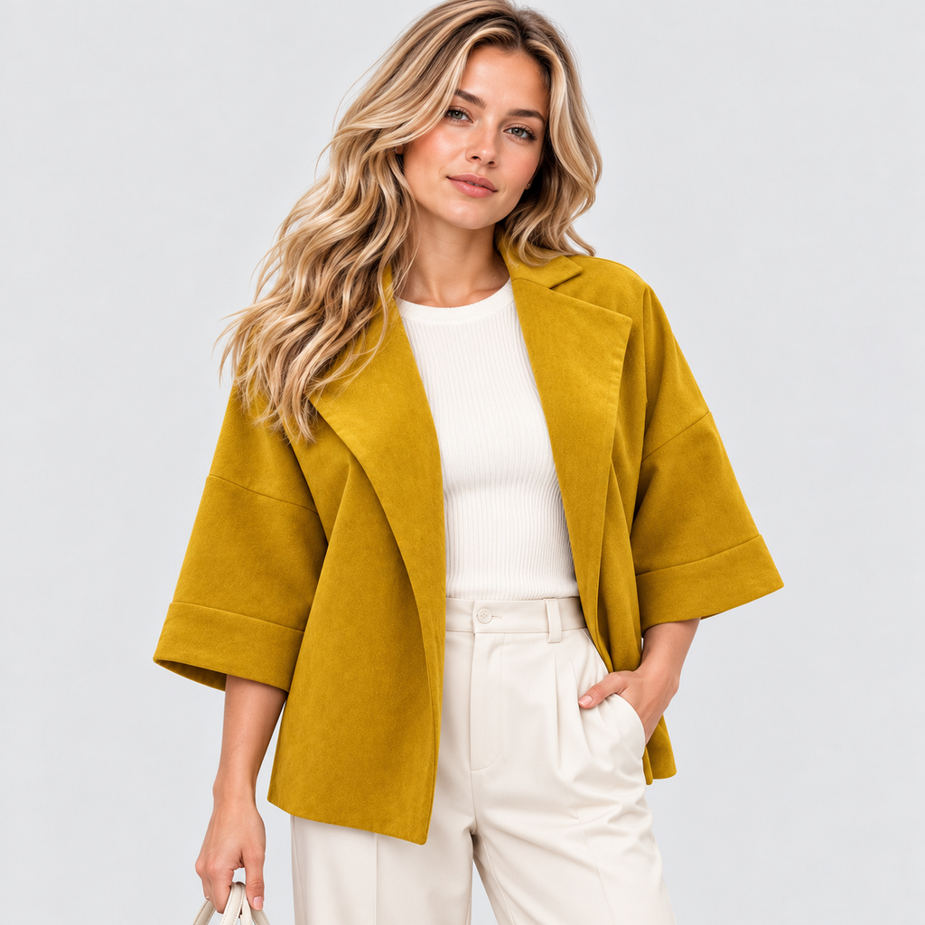 Åben Cardigan til Damer - Ruskindslook, Otte Farver