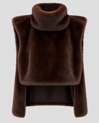 Vest i Kunstpels til Damer - Høj Hals, Ærmeløs, Cropped
