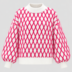Rudemønstret Strikket Sweater til Damer - Åben Hæklestil